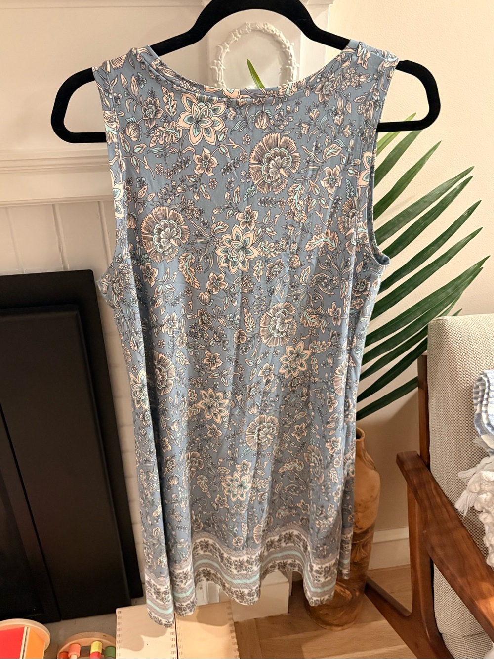 LOFT Dusty Blue Floral Sleeveless Shift Dress NWT - Picture 2 of 7